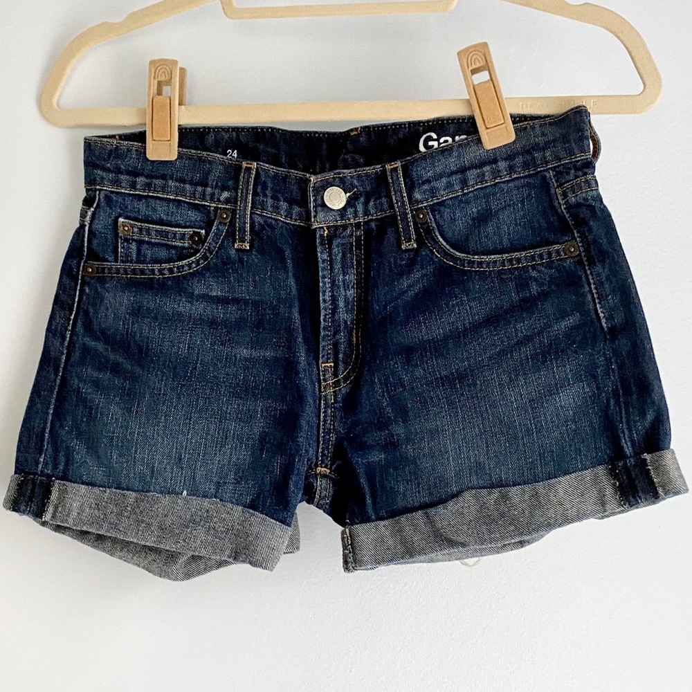 GAP Cuffed Hem Dark Wash Denim Shorts